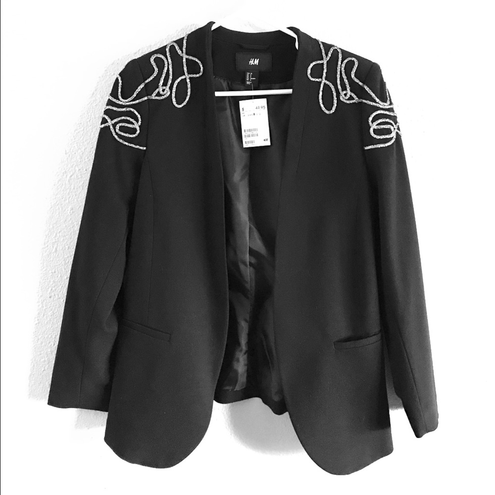 H&M Black Blazer with Silver Detail
